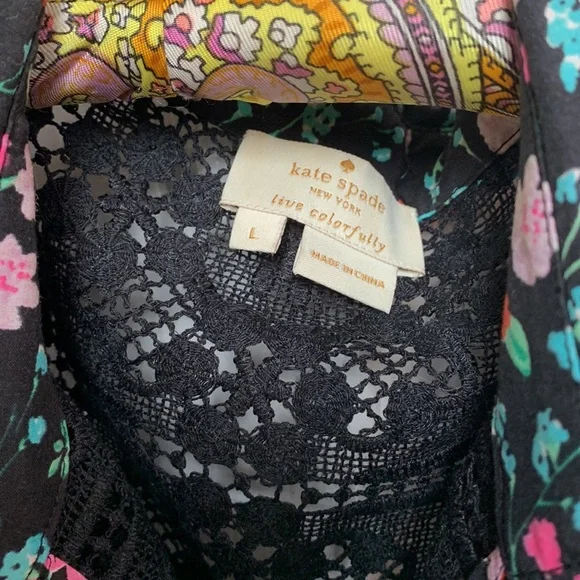 Kate Spade Greenhouse Floral Lace Yoke Top Size L - Picture 3 of 6